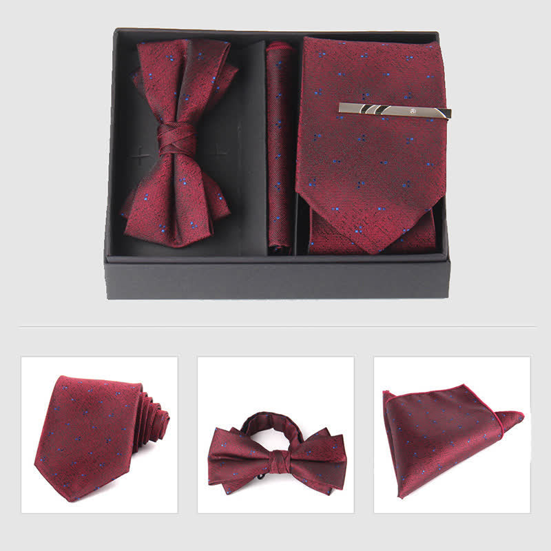 Set di 3 cravatte e papillon da uomo in stile bordeaux - Stile n. 12 - image 19