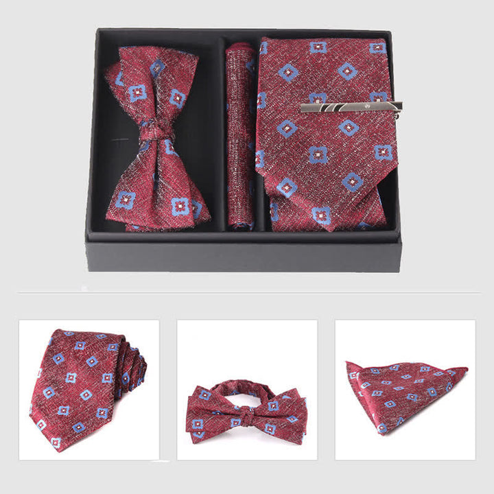 Set di 3 cravatte e papillon da uomo in stile bordeaux - Stile n. 15 - image 22