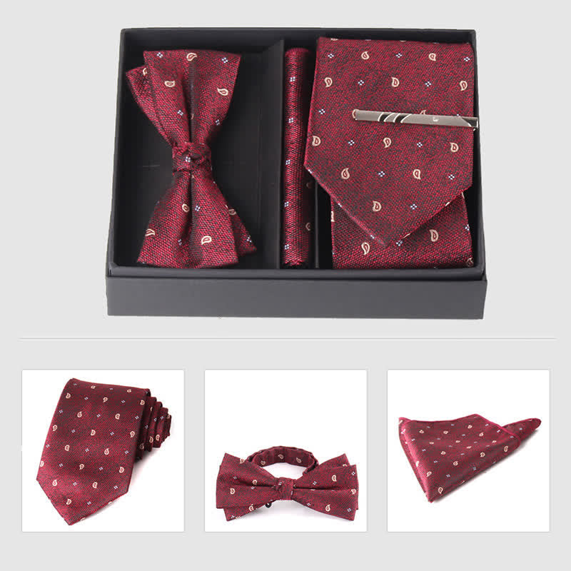 Set di 3 cravatte e papillon da uomo in stile bordeaux - Stile #17 - image 24