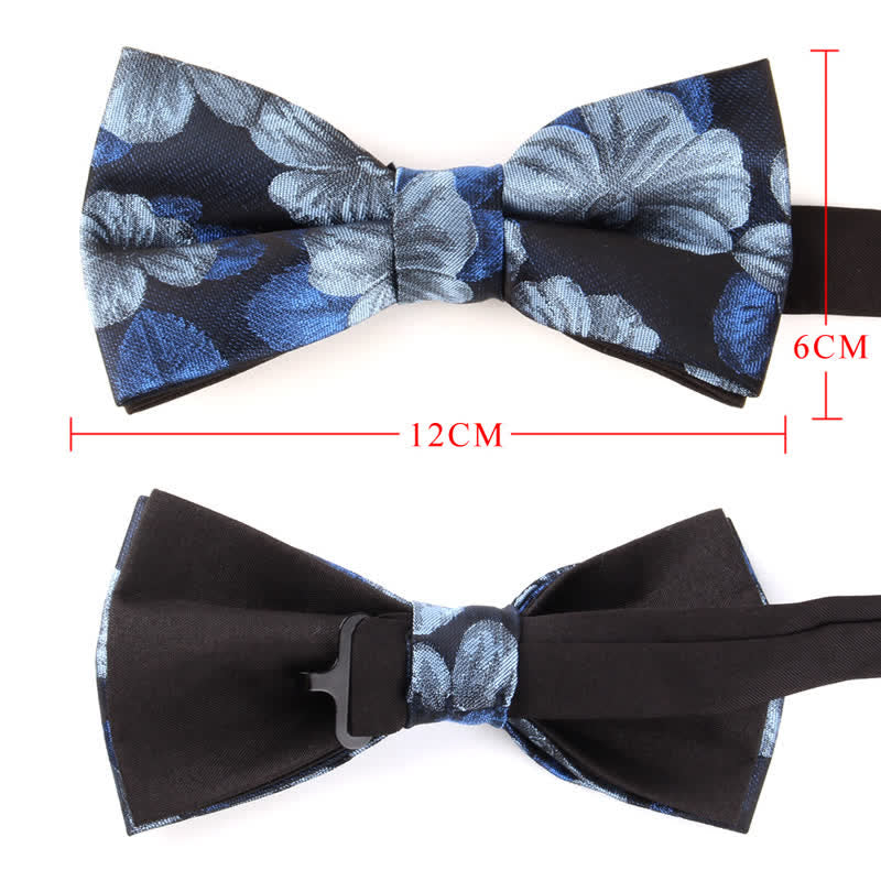 Set di 2 papillon con fazzoletto da taschino floreale blu e blu navy da uomo - image 2