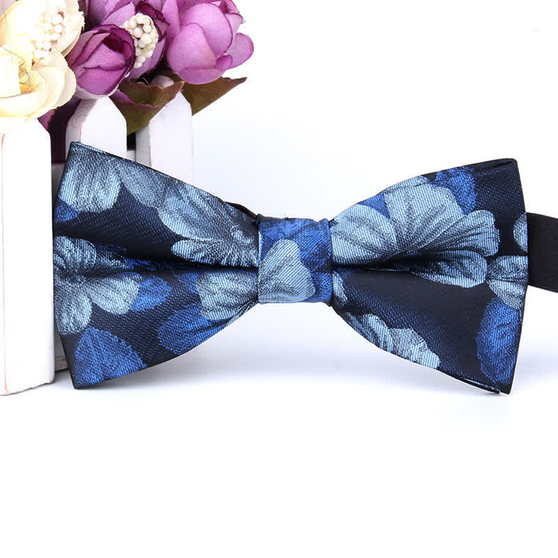 Set di 2 papillon con fazzoletto da taschino floreale blu e blu navy da uomo - image 1