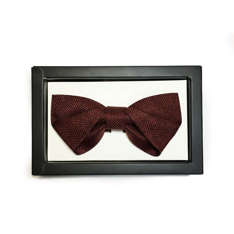 Papillon da uomo con spilla floreale a spina di pesce britannica rosso vino scuro - Piegato - 1 pz - image 7