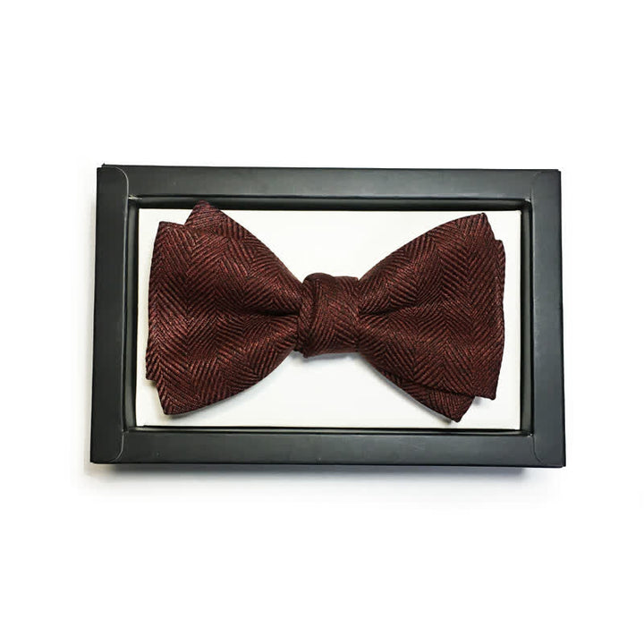 Papillon da uomo con spilla floreale a spina di pesce britannica rosso vino scuro - Classico - 1 pz - image 1