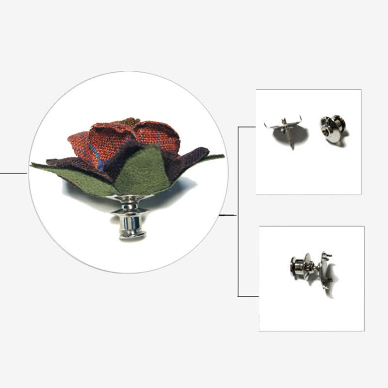 Papillon da uomo con spilla floreale a spina di pesce britannica rosso vino scuro - image 5