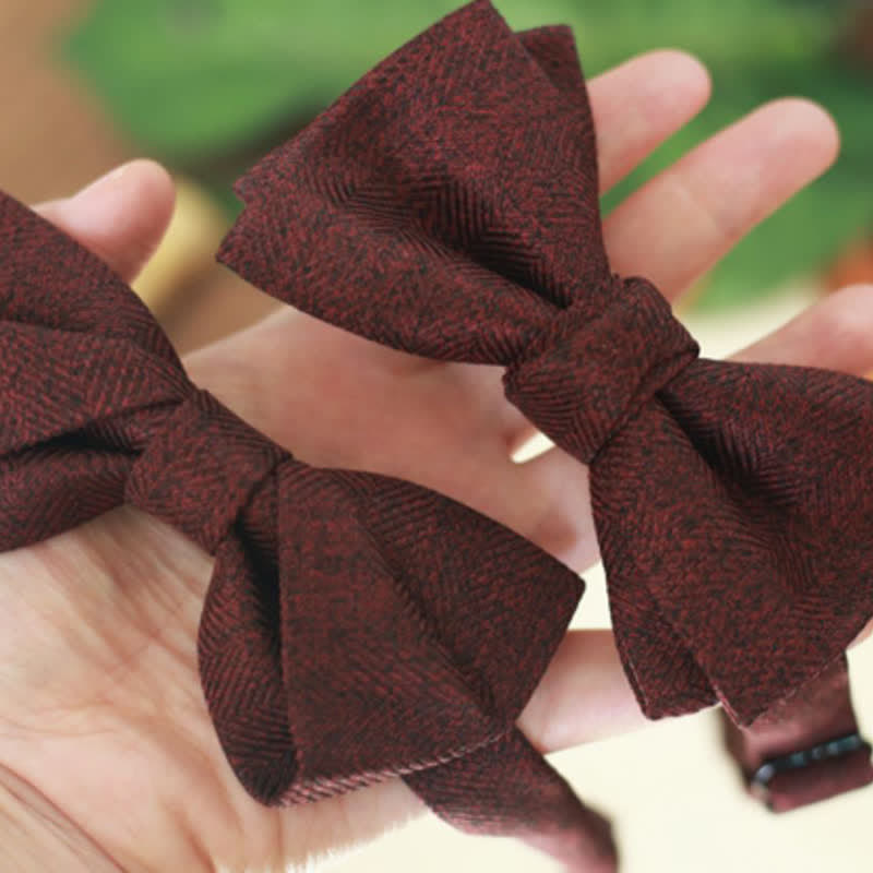 Papillon da uomo con spilla floreale a spina di pesce britannica rosso vino scuro - image 2