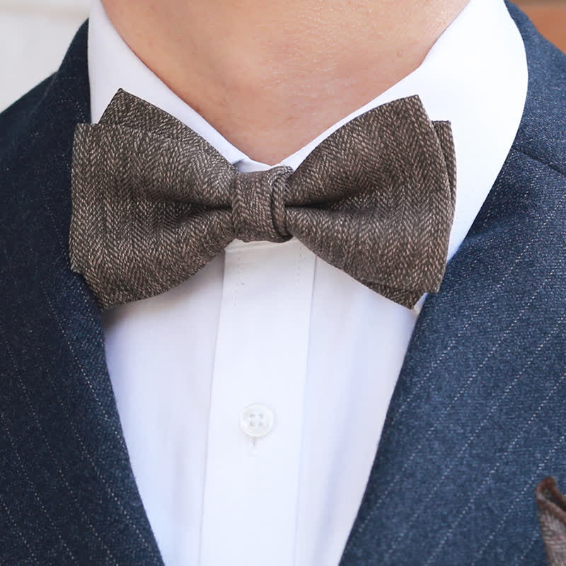 Papillon da uomo con spilla floreale in stile britannico marrone vintage - image 3