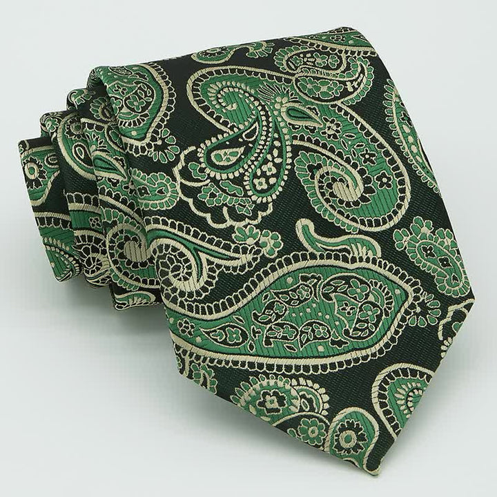 Set di 3 cravatte da uomo con motivo Paisley verde e nero - image 2