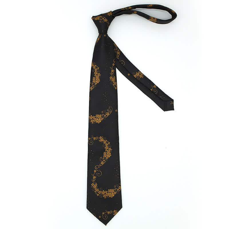Set di 3 cravatte da uomo con ricamo Paisley squisito in oro e nero - image 3
