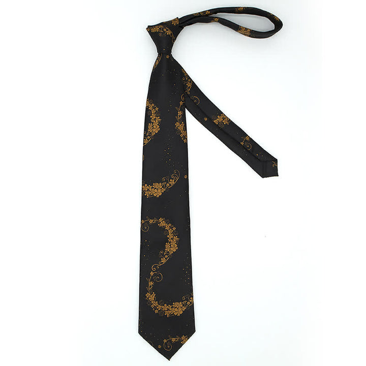 Set di 3 cravatte da uomo con ricamo Paisley squisito in oro e nero - image 3