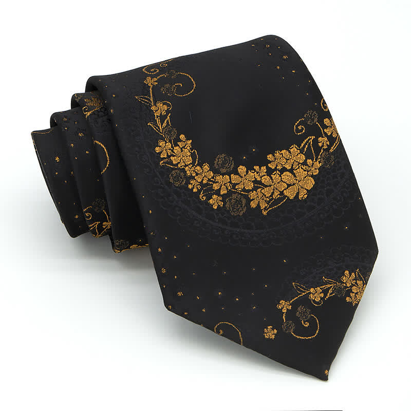 Set di 3 cravatte da uomo con ricamo Paisley squisito in oro e nero - image 2