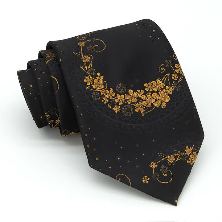 Set di 3 cravatte da uomo con ricamo Paisley squisito in oro e nero - image 2