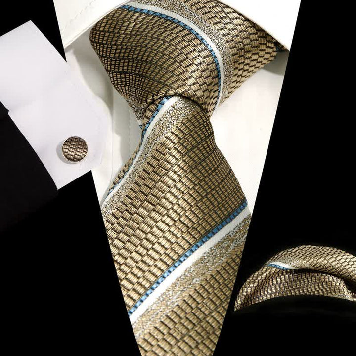 Set di 3 cravatte casual a righe da ufficio per uomo - Cachi scuro - image 15