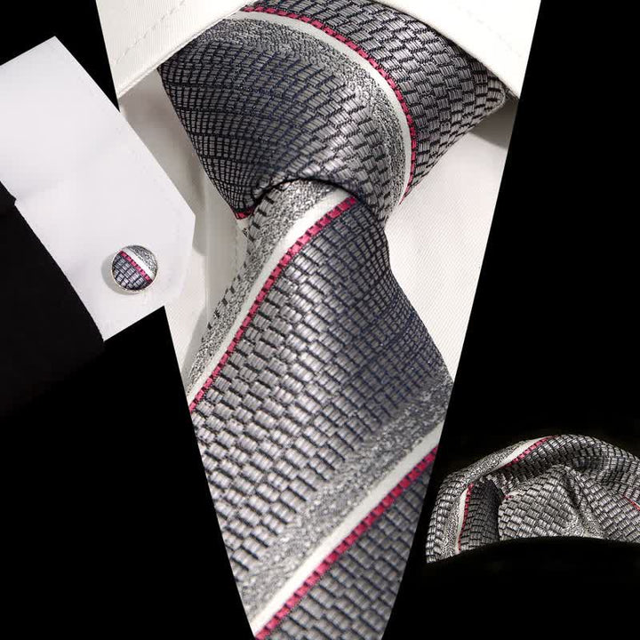 Set di 3 cravatte casual a righe da ufficio per uomo - Grigio - image 5