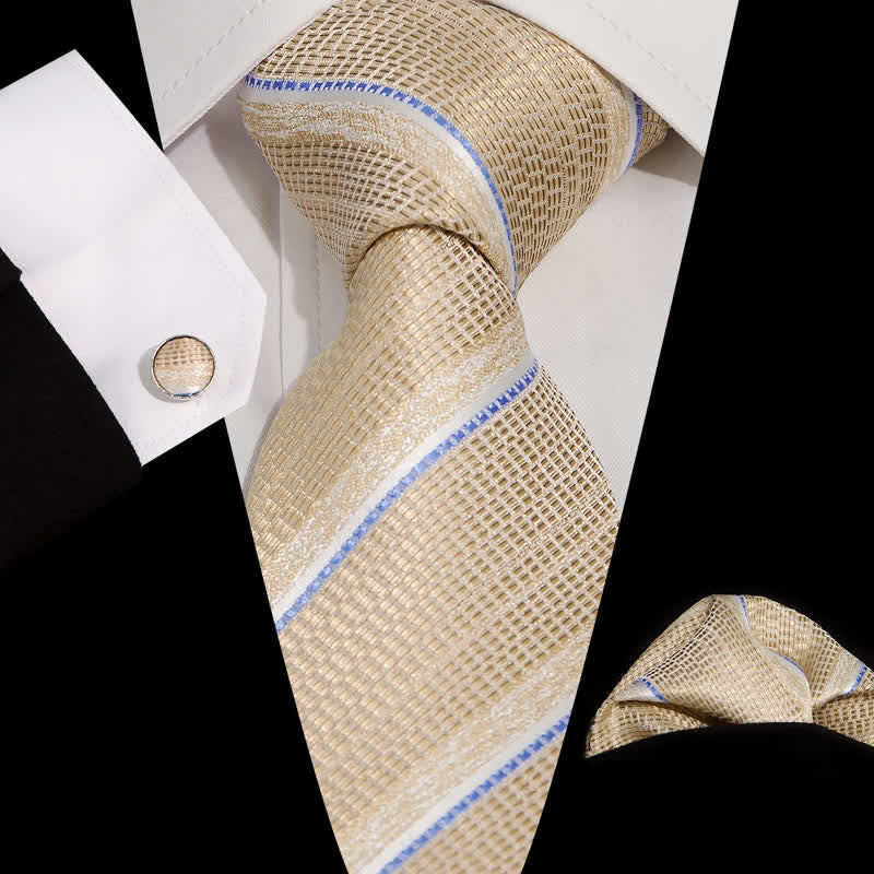 Set di 3 cravatte casual a righe da ufficio per uomo - Champagne - image 10