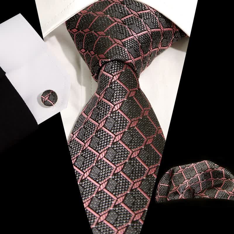 Set di 3 cravatte a quadri Gentlement da uomo - Rosa e grigio - image 10