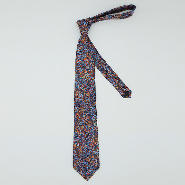 Set di 3 cravatte da uomo con motivo Paisley blu e arancione - image 3
