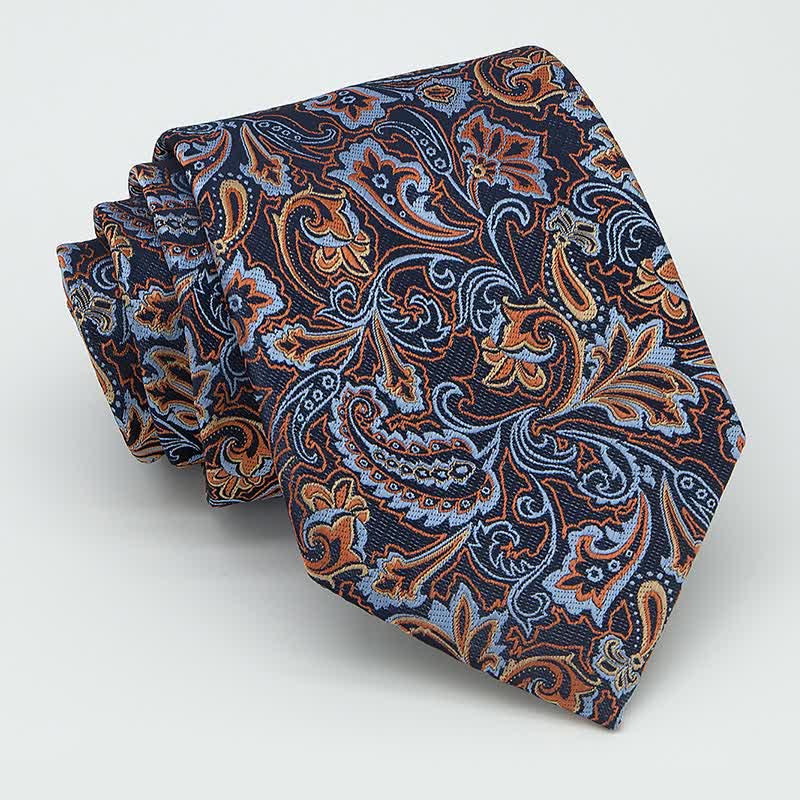 Set di 3 cravatte da uomo con motivo Paisley blu e arancione - image 2