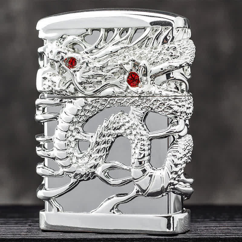Accendino a cherosene ricaricabile Carving Domineering Dragon - Argento - image 8