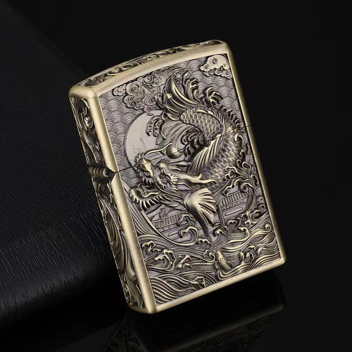 Accendino a cherosene ricaricabile Dragon Fish Relief - Bronzo - image 0