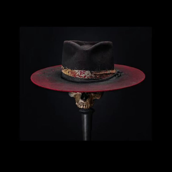 Divertente cintura rossa Paisley con cappello da cowboy nero - image 0