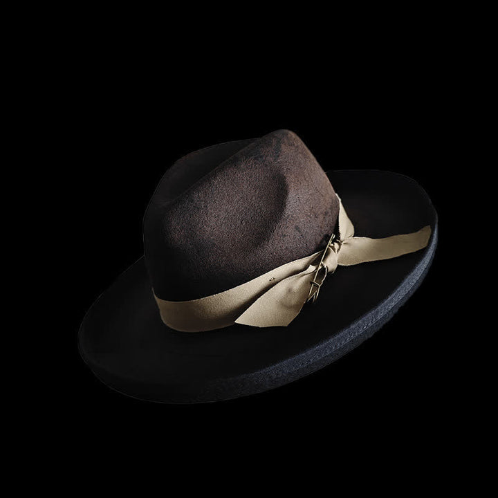 Cappello da cowboy con nodo a nastro in lana nera Fedora - image 2