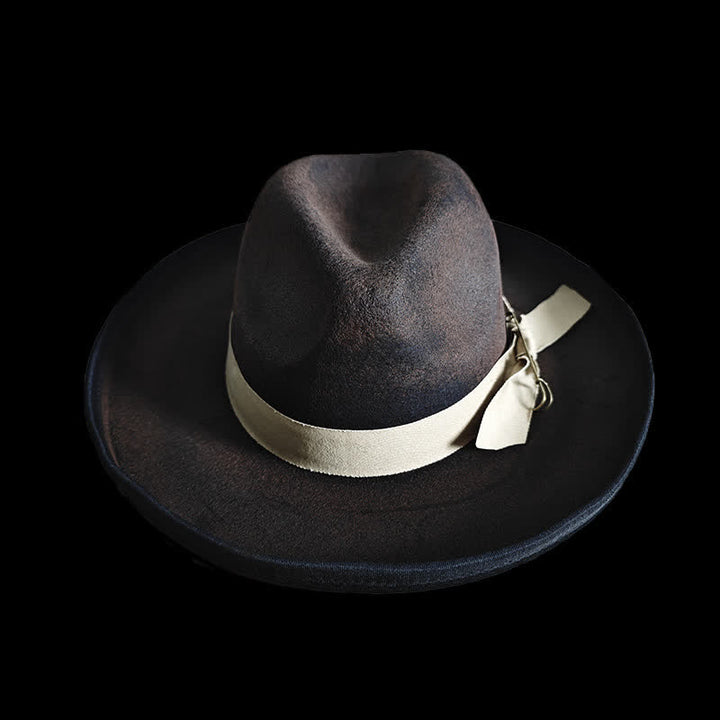 Cappello da cowboy con nodo a nastro in lana nera Fedora - Nero - L (23 1/4"-23 5/8") - image 0