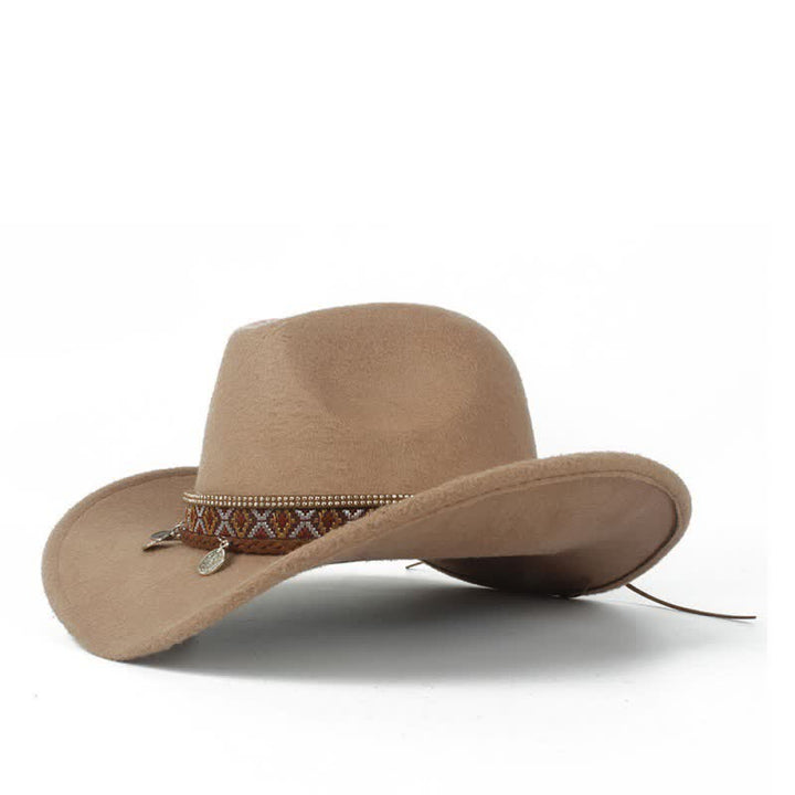 Cappello da cowboy retrò a tesa larga con fascia in corda intrecciata - Cammello - Misura M (22"-22 7/8") - image 6