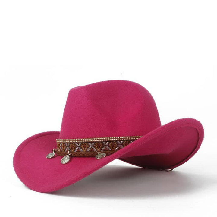Cappello da cowboy retrò a tesa larga con fascia in corda intrecciata - Rosa caldo - Misura M (22"-22 7/8") - image 10