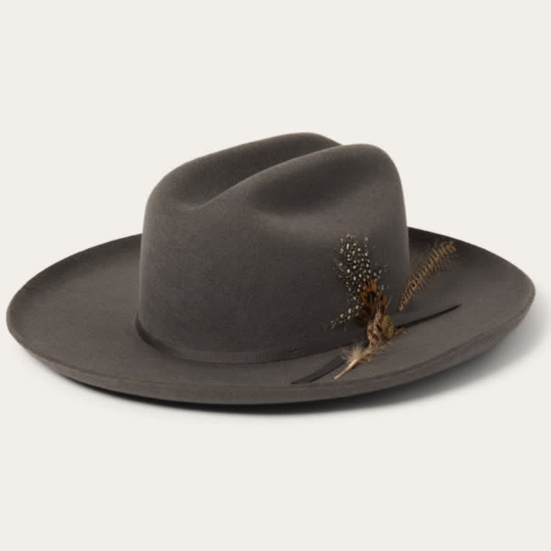 Cappello da cowboy con piume e nastro per festival di Carnevale Elagant - Nero - L (23 1/4"-23 5/8") - image 1