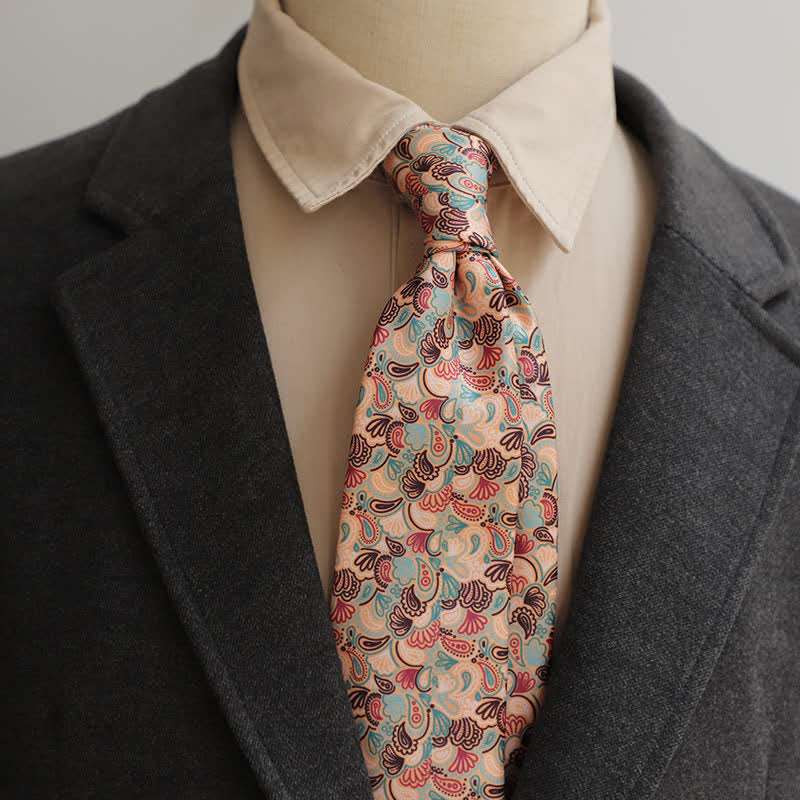 Cravatta casual da uomo con motivo Little Paisley color salmone chiaro - Salmone chiaro - image 0