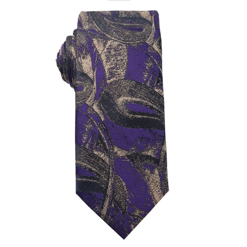 Cravatta da sera con accessori della serie viola retrò da uomo - Stile n. 6 - image 7