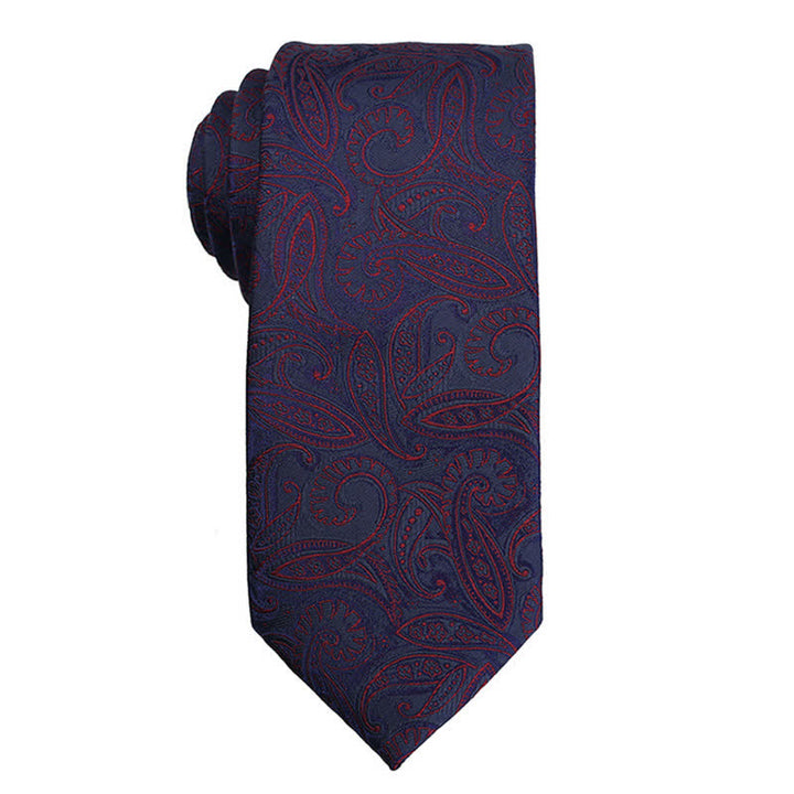Cravatta da uomo con accessori per abito da sera Paisley della serie rosso scuro - Stile n. 3 - image 4