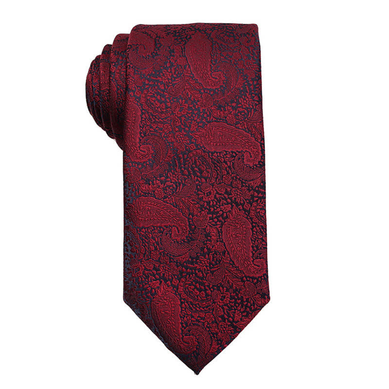 Cravatta da uomo con accessori per abito da sera Paisley della serie rosso scuro - Stile n. 2 - image 3