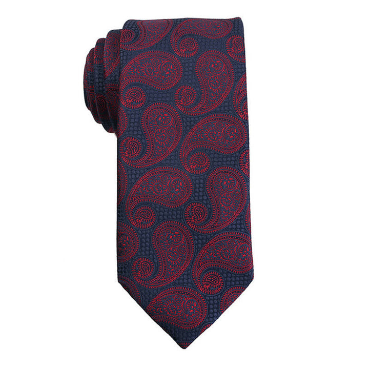 Cravatta da uomo con accessori per abito da sera Paisley della serie rosso scuro - Stile n. 8 - image 9