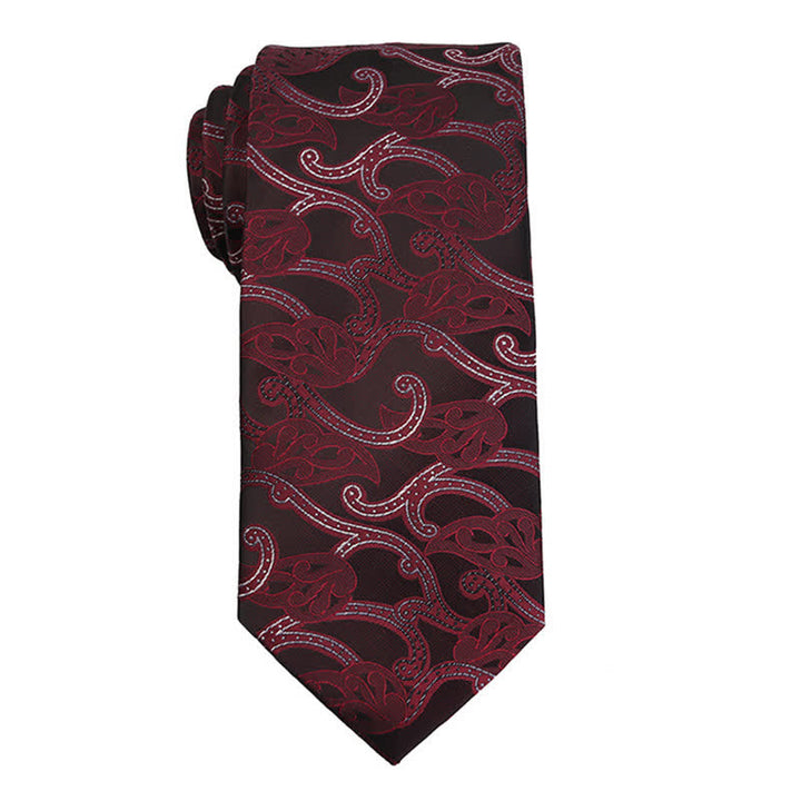 Cravatta da uomo con accessori per abito da sera Paisley della serie rosso scuro - Stile n. 6 - image 7