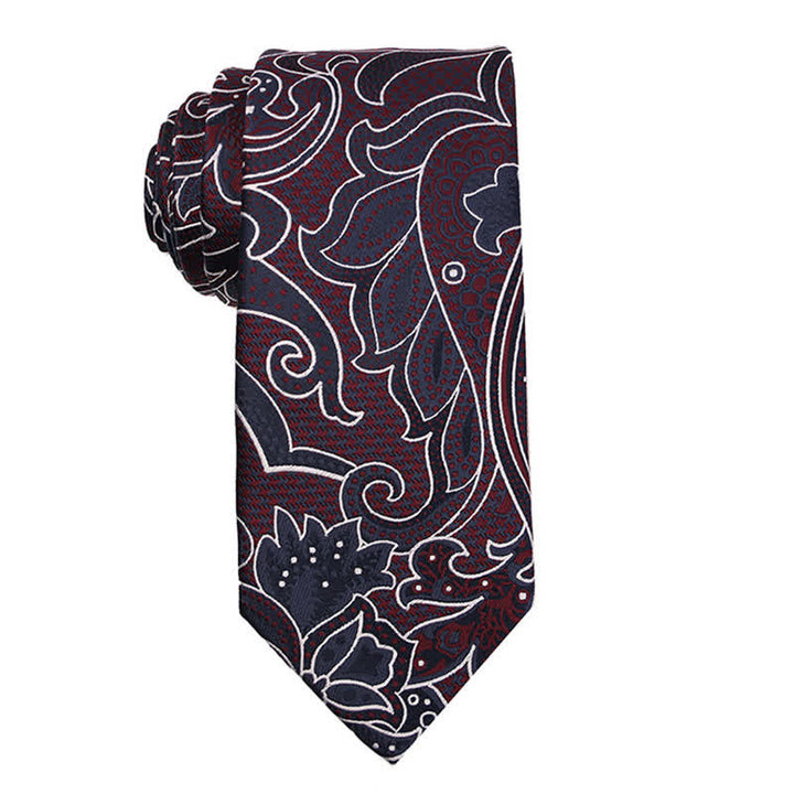 Cravatta da uomo con accessori per abito da sera Paisley della serie rosso scuro - Stile n. 4 - image 5