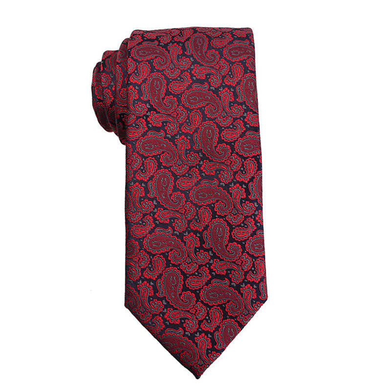 Cravatta da uomo con accessori per abito da sera Paisley della serie rosso scuro - Stile n. 5 - image 6