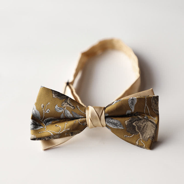 Papillon da uomo a doppio strato in tessuto jacquard a righe floreali - Stile n. 1 - image 2