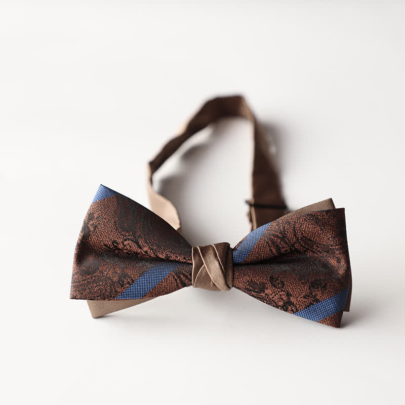 Papillon da uomo a doppio strato in tessuto jacquard a righe floreali - Stile n. 9 - image 11