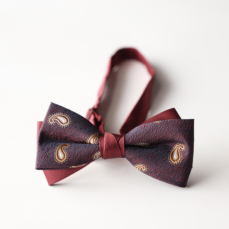Papillon da uomo a doppio strato in tessuto jacquard a righe floreali - Stile n. 13 - image 15