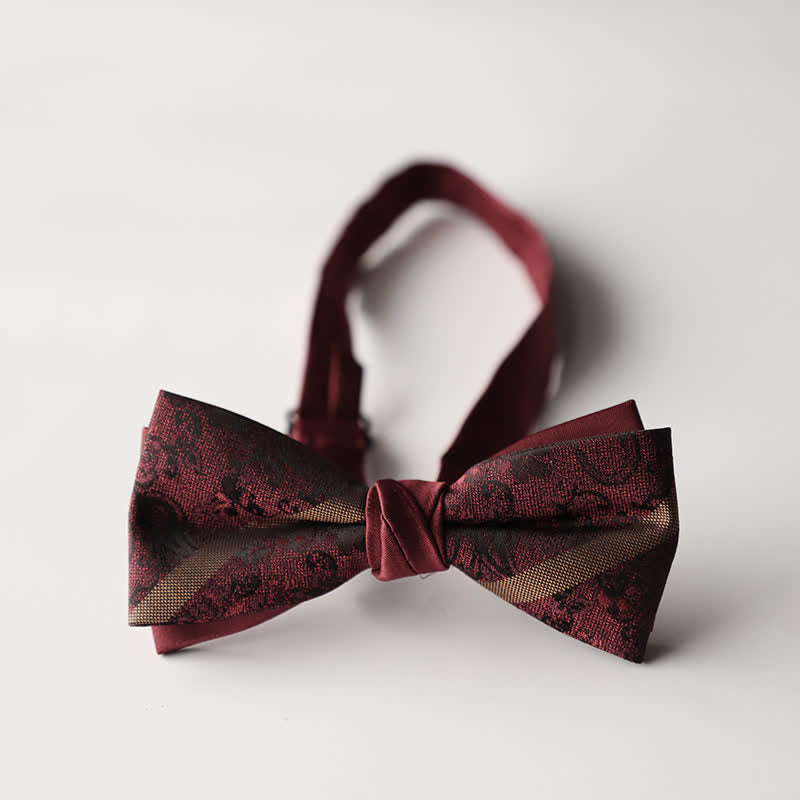 Papillon da uomo a doppio strato in tessuto jacquard a righe floreali - Stile n. 7 - image 9