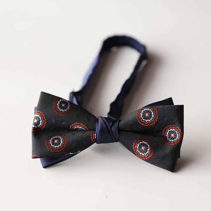 Papillon da uomo a doppio strato in tessuto jacquard a righe floreali - Stile #24 - image 26