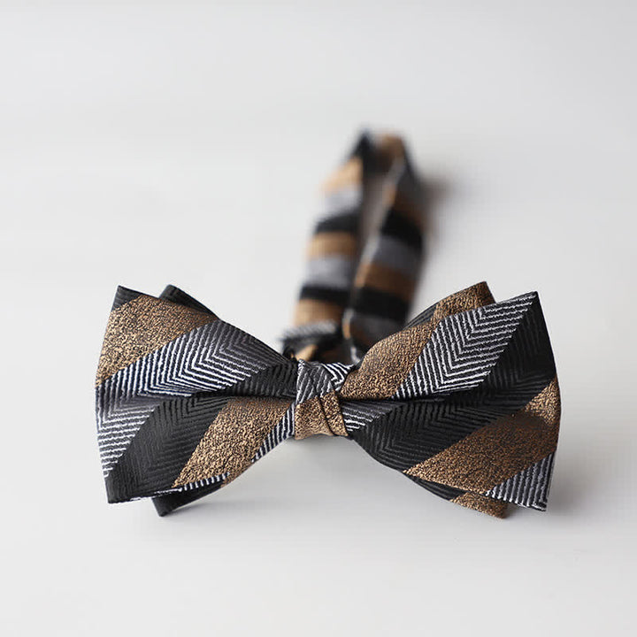 Papillon da uomo a doppio strato in tessuto jacquard a righe floreali - Stile #29 - image 31