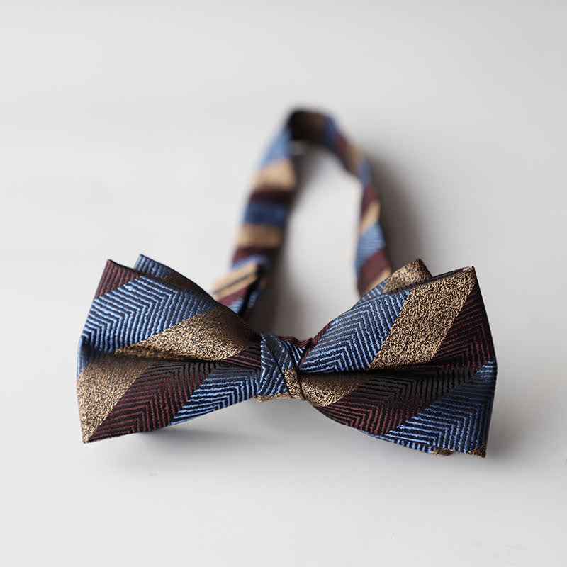 Papillon da uomo a doppio strato in tessuto jacquard a righe floreali - Stile #26 - image 28