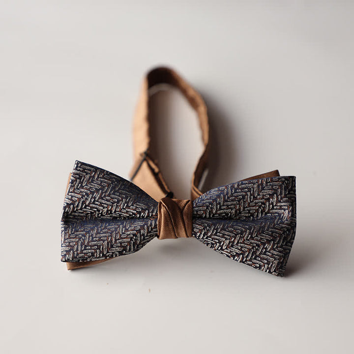 Papillon da uomo a doppio strato in tessuto jacquard a righe floreali - Stile #20 - image 22