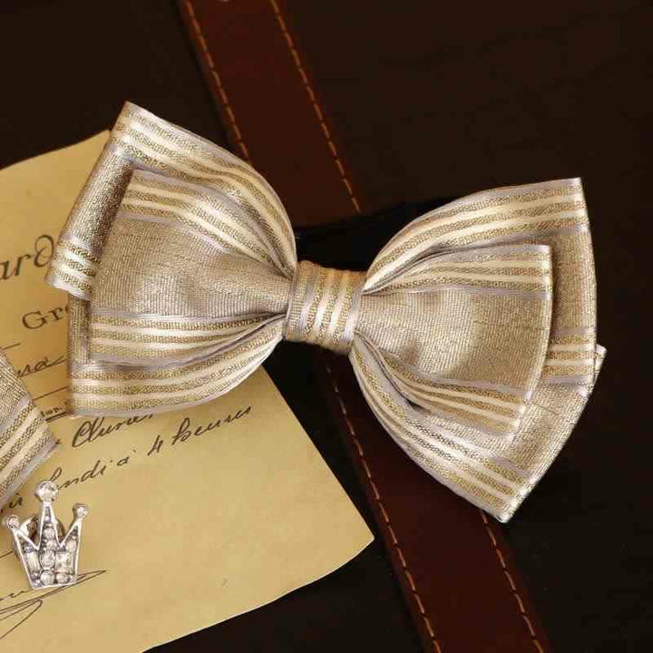 Papillon classico a righe a triplo strato lucido da uomo - image 1