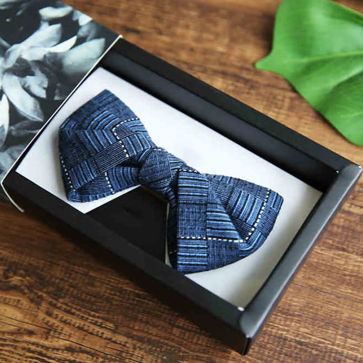 Papillon da sposo con motivo scozzese in stile britannico da uomo - Stile n. 2 - Blu - image 5