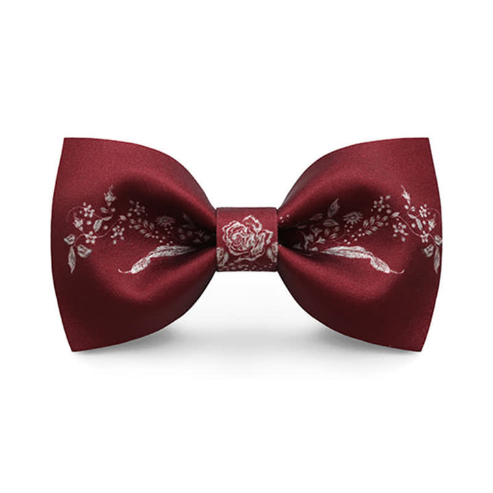Papillon da uomo elegante con motivo floreale e vegetale - Borgogna - image 0