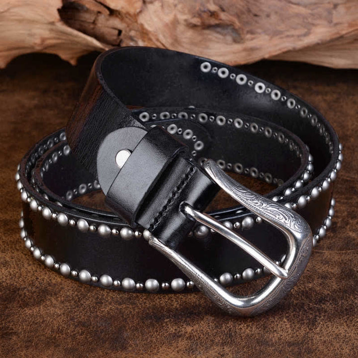 Cintura in pelle con accessori per abbigliamento gotico con borchie e rivetti rotondi - image 2