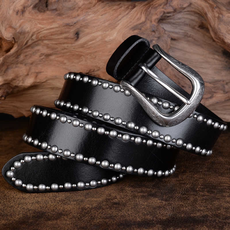 Cintura in pelle con accessori per abbigliamento gotico con borchie e rivetti rotondi - image 4
